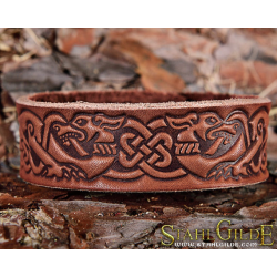  Leather Bracelet Cuff Wristband  Celtic Knotwork  Vikings Nordic Talisman Amulet  Carving Leather 